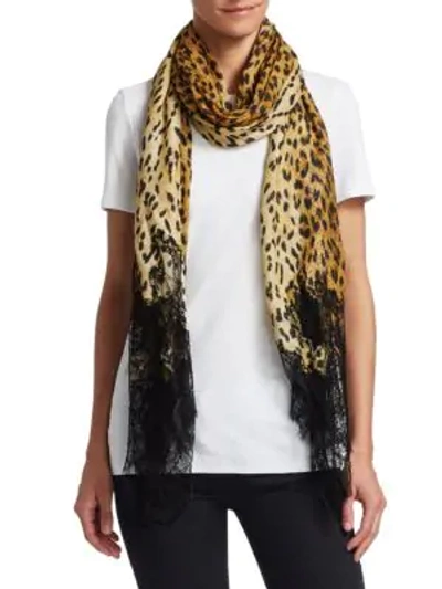 Shop Valentino Lace-trimmed Leopard Shawl