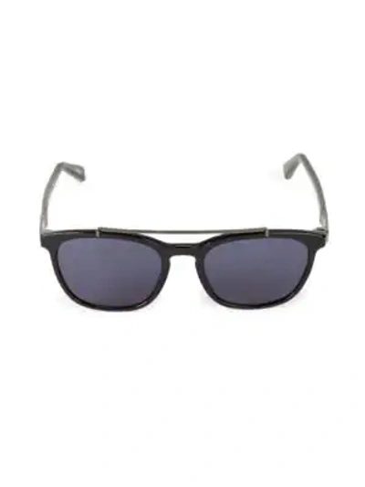 Shop Ermenegildo Zegna 53mm Brow Bar Rectangular Sunglasses In Black