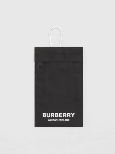 Shop Burberry Logo Print Nylon Phone Case In Black