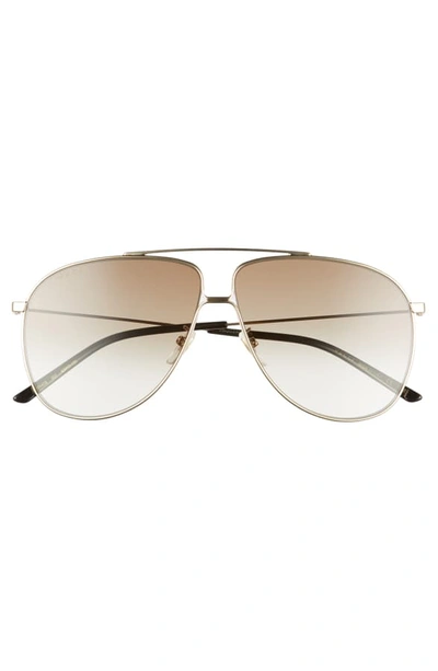 Shop Gucci 63mm Oversize Aviator Sunglasses In Shny Endura Gld/brn Grad