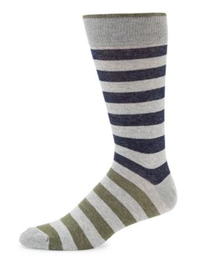 Shop Saks Fifth Avenue Men's Collection Multicolor Rugby Stripe Socks In Grey