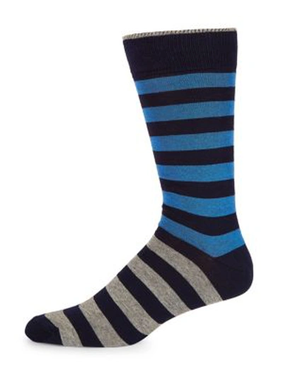 Shop Saks Fifth Avenue Men's Collection Multicolor Rugby Stripe Socks In Navy