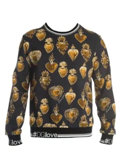 Shop Dolce & Gabbana Sacred Heart Crewneck In Black Gold