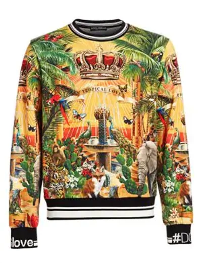 Shop Dolce & Gabbana Tropical Love Crewneck In Multicolor