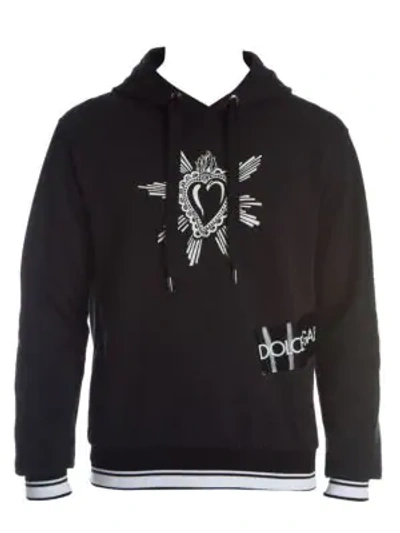 Shop Dolce & Gabbana Shiny Logo Tape Hoodie In Black