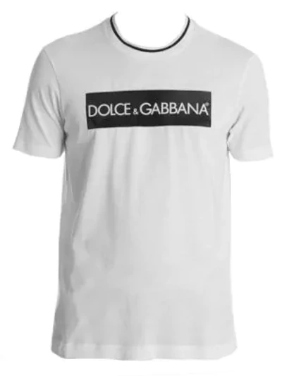 Shop Dolce & Gabbana Shiny Logo Tape T-shirt In White