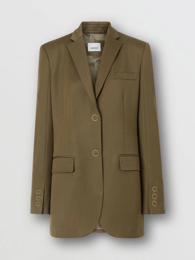 Shop Burberry Press-stud Wool Twill Tailored Jacket In Warm Taupe