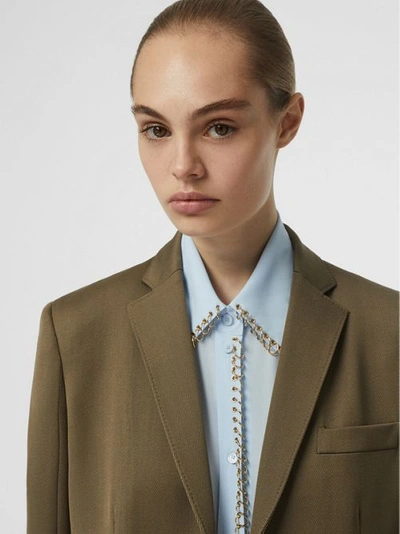 Shop Burberry Press-stud Wool Twill Tailored Jacket In Warm Taupe