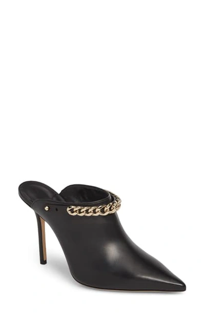 Shop Jimmy Choo Lexx Chain Pointy Toe Mule In Dark Green/ Anthracite