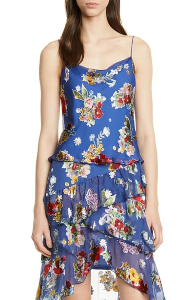 Shop Alice And Olivia Harmon Floral Drapey Camisole In Colorful Bouquet Riviera