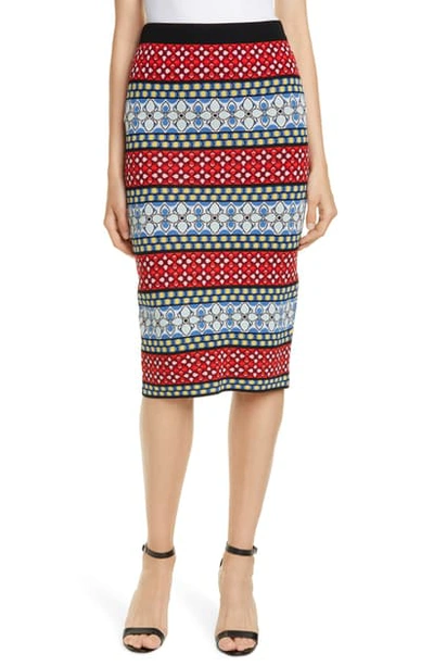Shop Alice And Olivia Morena Stripe Pattern Mix Pencil Skirt In Multi