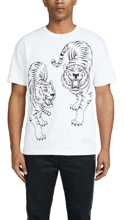 Shop Kenzo Double Tiger Short Sleeve T-shirt In White