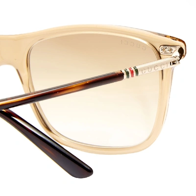 Shop Gucci Cylindrical Web Square Frame Sunglasses In Yellow