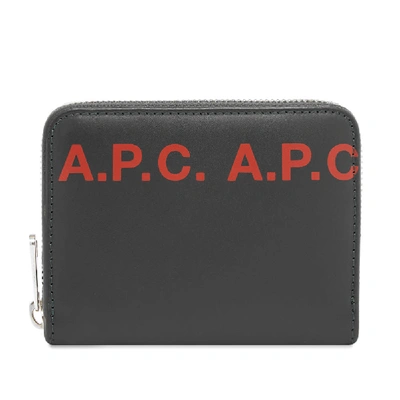 Shop Apc A.p.c. Logo Zip Wallet In Black