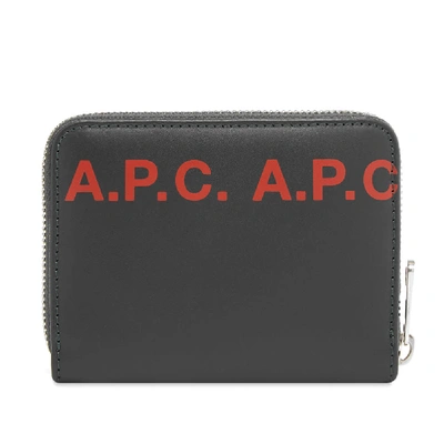 Shop Apc A.p.c. Logo Zip Wallet In Black