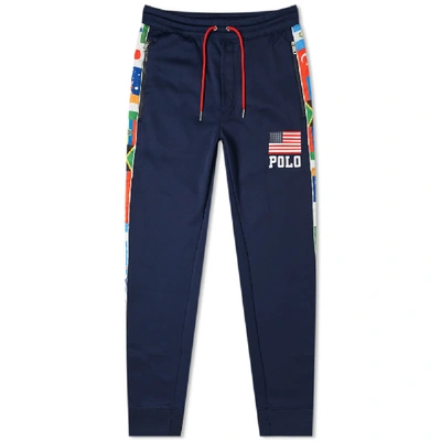 Shop Polo Ralph Lauren Flag Taped Polo Jogger In Blue