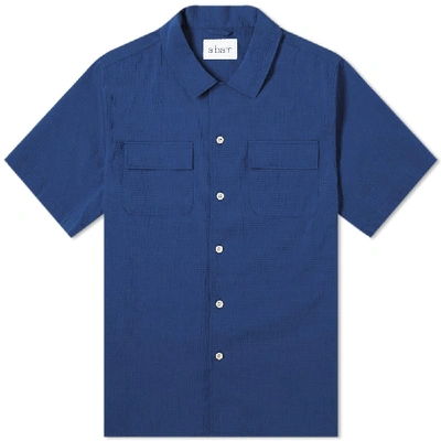 Shop Albam Revere Collar Work Shirt In Blue