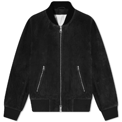 Shop Ami Alexandre Mattiussi Ami Suede Bomber Jacket In Black