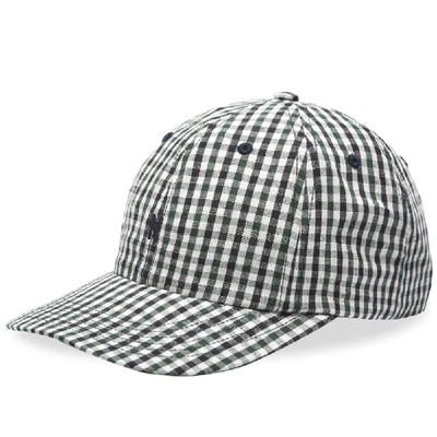 Shop Norse Projects Gingham Sports N Logo Cap In Blue