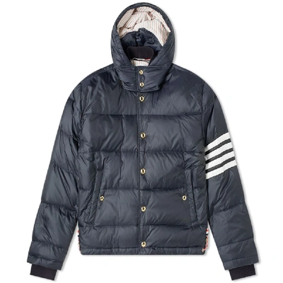 Shop Thom Browne 4 Bar Hooded Jacket Down Jacket In Blue