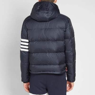 Shop Thom Browne 4 Bar Hooded Jacket Down Jacket In Blue