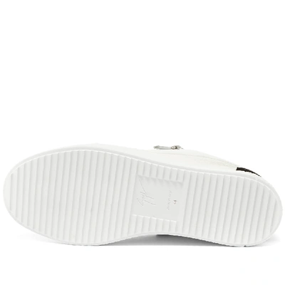 Shop Giuseppe Zanotti 2 Tone Zip Low Sneaker In White