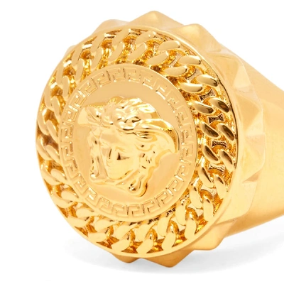 Shop Versace Medusa Head Sovereign Ring In Gold