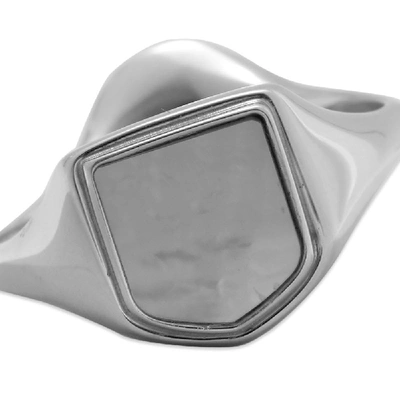 Shop Maison Margiela 11 Mother Of Pearl Double Signet Ring In Silver