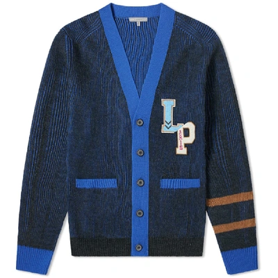 Shop Lanvin Collegiate Patch Cardigan In Blue