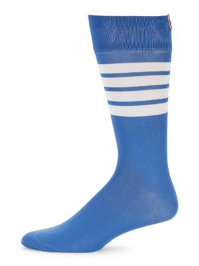 Shop Thom Browne Mid-calf Stripe Socks In Blue