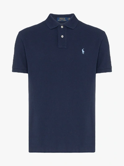 Shop Polo Ralph Lauren Poloshirt Mit Logo-stickerei In Blau