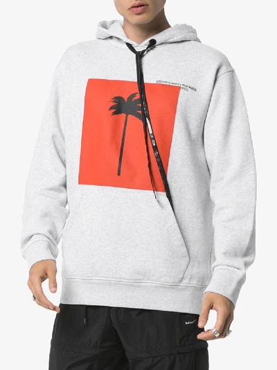 Shop Palm Angels Big Palm Hooded Sweatshirt In Grey