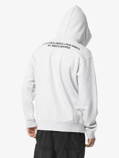 Shop Palm Angels Big Palm Hooded Sweatshirt In Grey