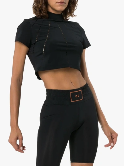 Shop Charli Cohen Laser-cut Crop Top In Black