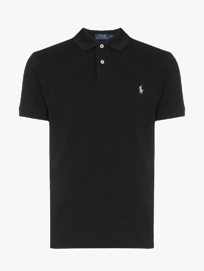 Shop Polo Ralph Lauren Poloshirt Mit Logo-stickerei In Schwarz