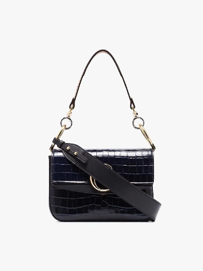 Shop Chloé Schultertasche Mit Kroko-effekt In Blue