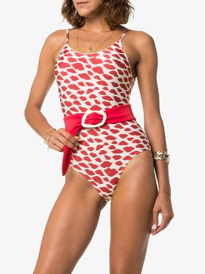 Shop Adriana Degreas Red And White Bacio Swimsuit