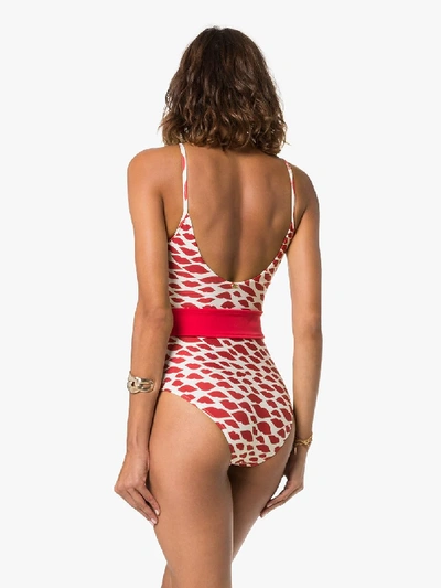 Shop Adriana Degreas Red And White Bacio Swimsuit