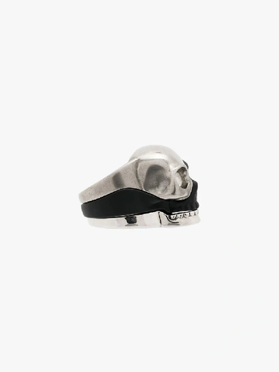 Shop Alexander Mcqueen Silver Tone And Black Three-piece Skull Ring In 1027 Multicoloured