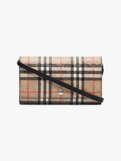 Shop Burberry Multicoloured Vintage Check Hannah Clutch Bag In Neutrals