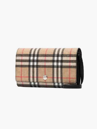 Shop Burberry Multicoloured Vintage Check Hannah Clutch Bag In Neutrals