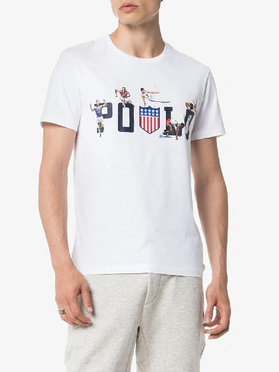 Shop Polo Ralph Lauren Athletics Logo Short-sleeve T-shirt In White