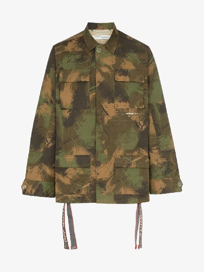 Shop Off-white Camouflage Print Jacket In Green