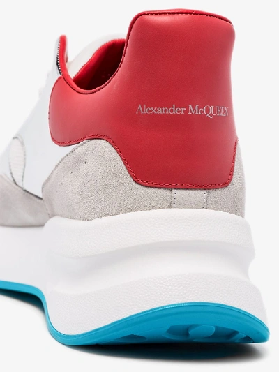Shop Alexander Mcqueen Grey Runner Leather Sneakers