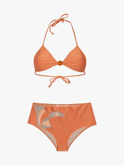 Shop Adriana Degreas Orange Cutout Boxer Bikini