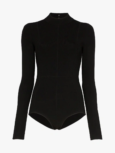 Shop Helmut Lang Cutout Fitted Bodysuit In Black