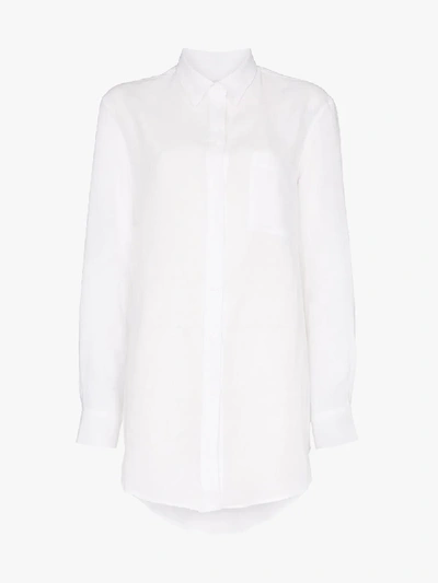 Shop Asceno Oversized Linen Shirt In White