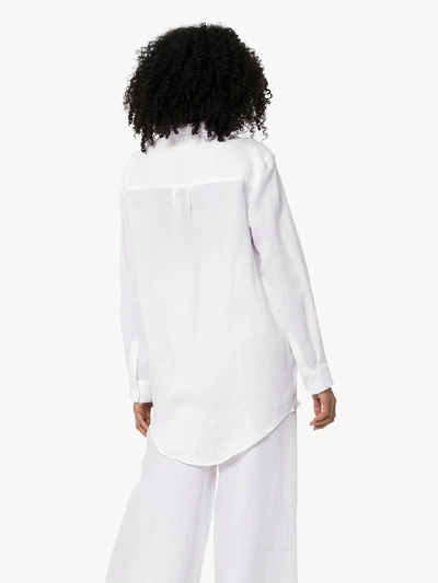 Shop Asceno Oversized Linen Shirt In White