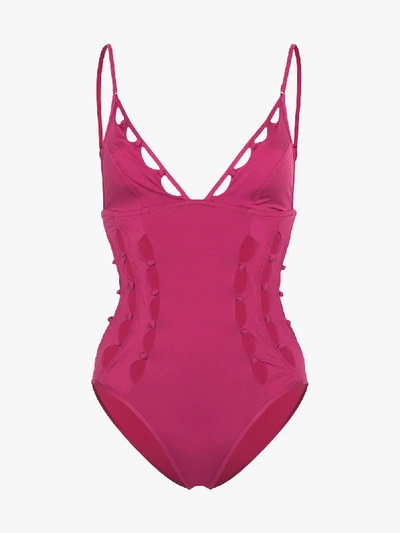 Shop Zimmermann Goldie Crescent Cutout Swimsuit In Pink