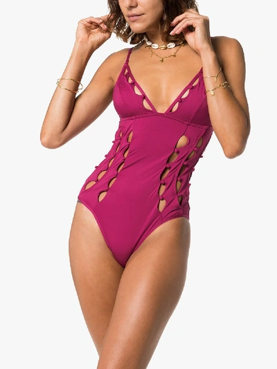 Shop Zimmermann Goldie Crescent Cutout Swimsuit In Pink